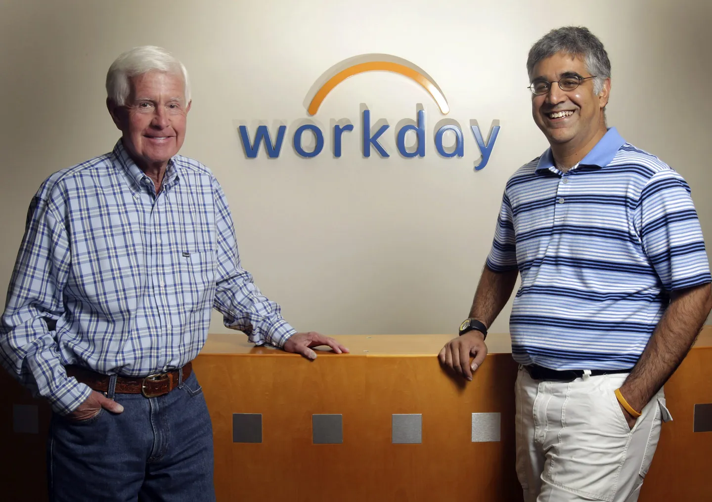 Dave Duffield, left, and Aneel Bhusri, both co-founders of Workday Inc.