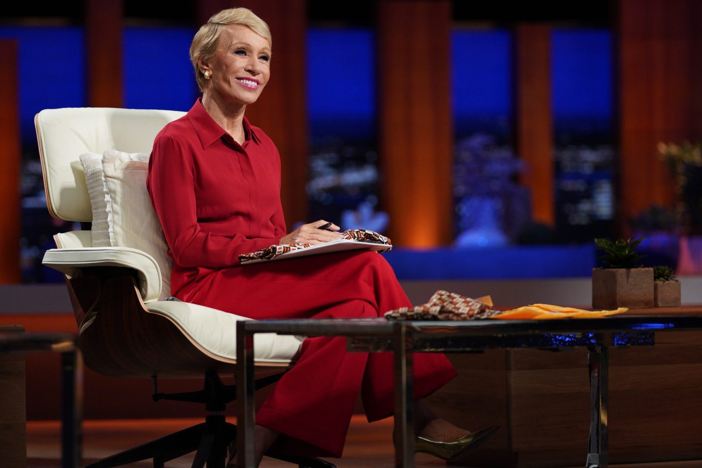 Barbara Corcoran on the set of Shark Tank