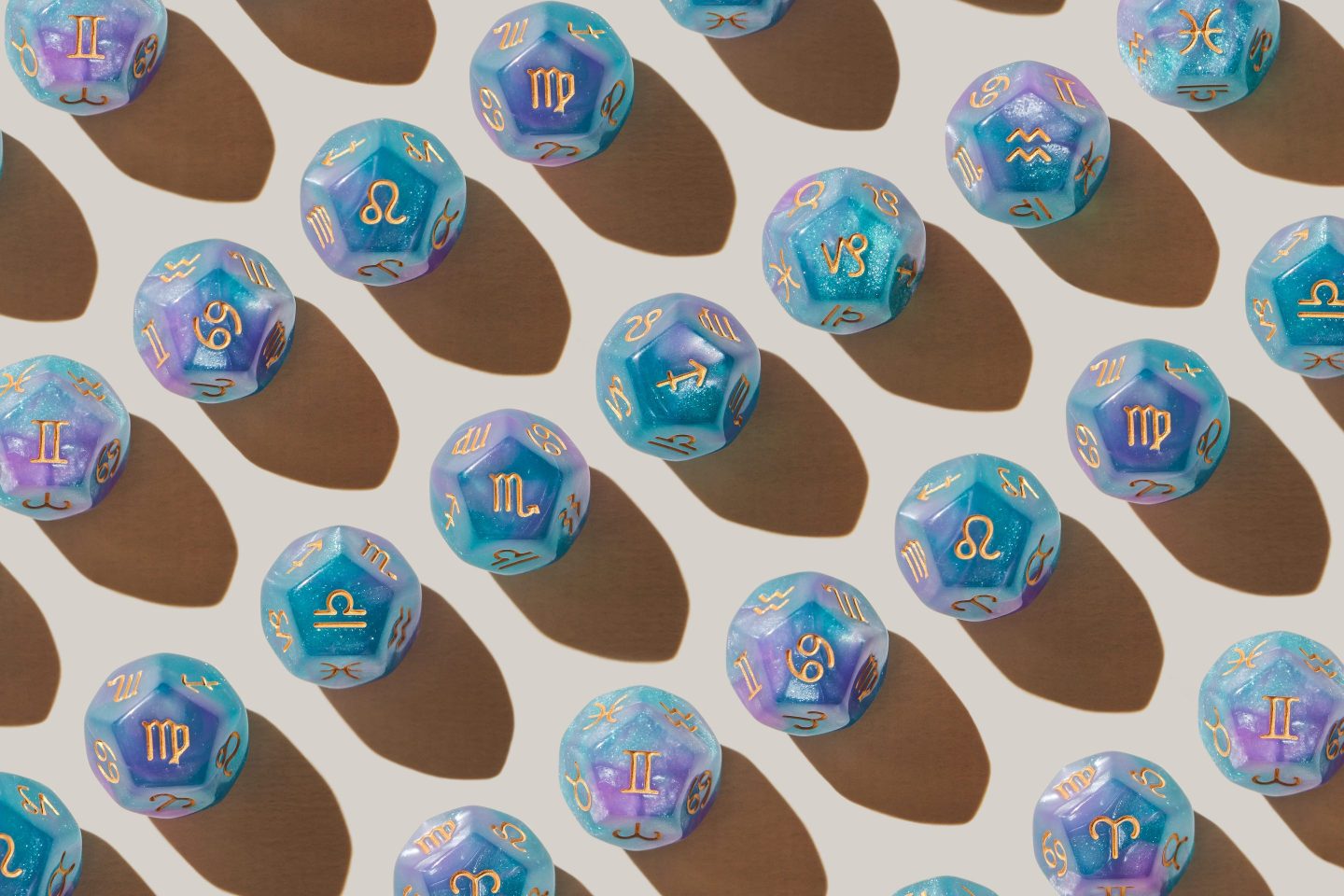 Pattern of cubes with zodiac signs.