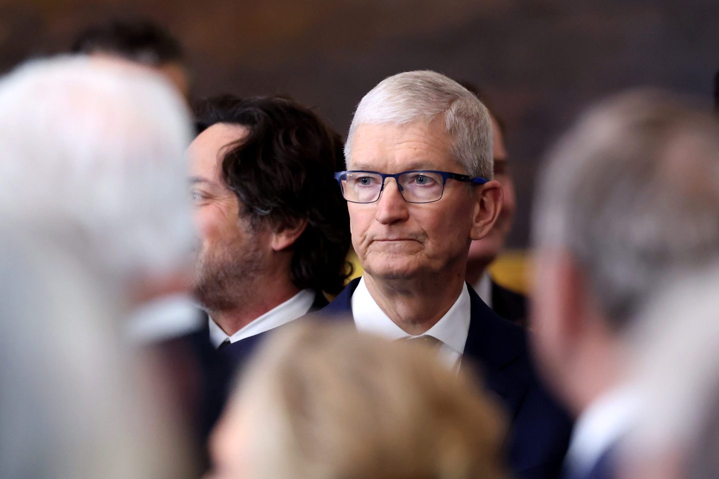 Tim Cook, chief executive officer of Apple Inc., during the 60th presidential inauguration in the rotunda of the US Capitol in Washington, DC, US, on Monday, Jan. 20, 2025.