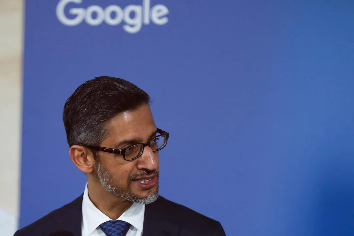 Alphabet and Google CEO Sundar Pichai in Warsaw, Poland, on February 13, 2025. (Photo: Klaudia Radecka/NurPhoto/Getty Images)