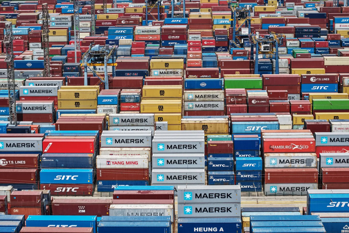Cargo containers stacked at a port
