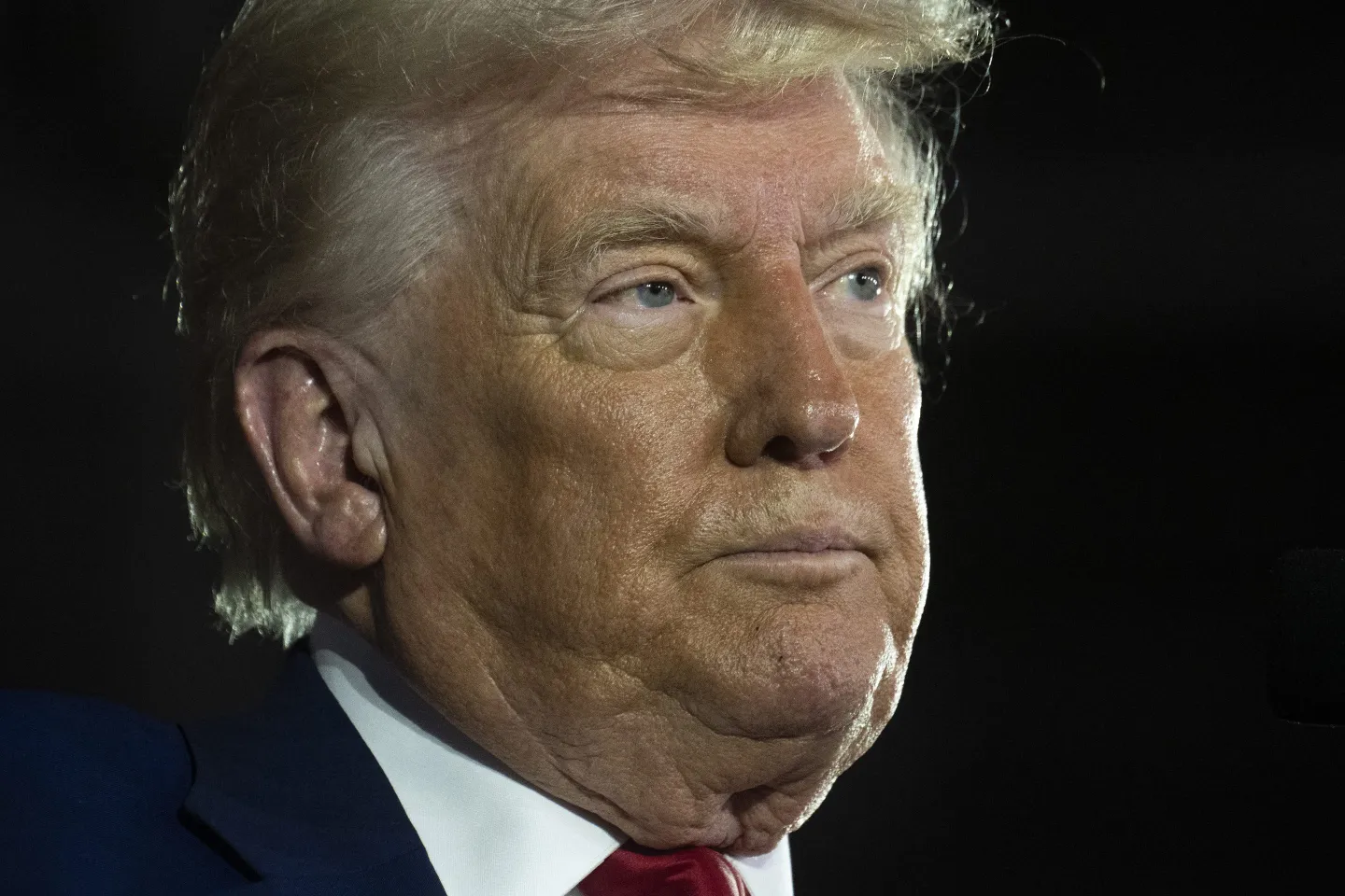 A close-up of Donald Trump's face