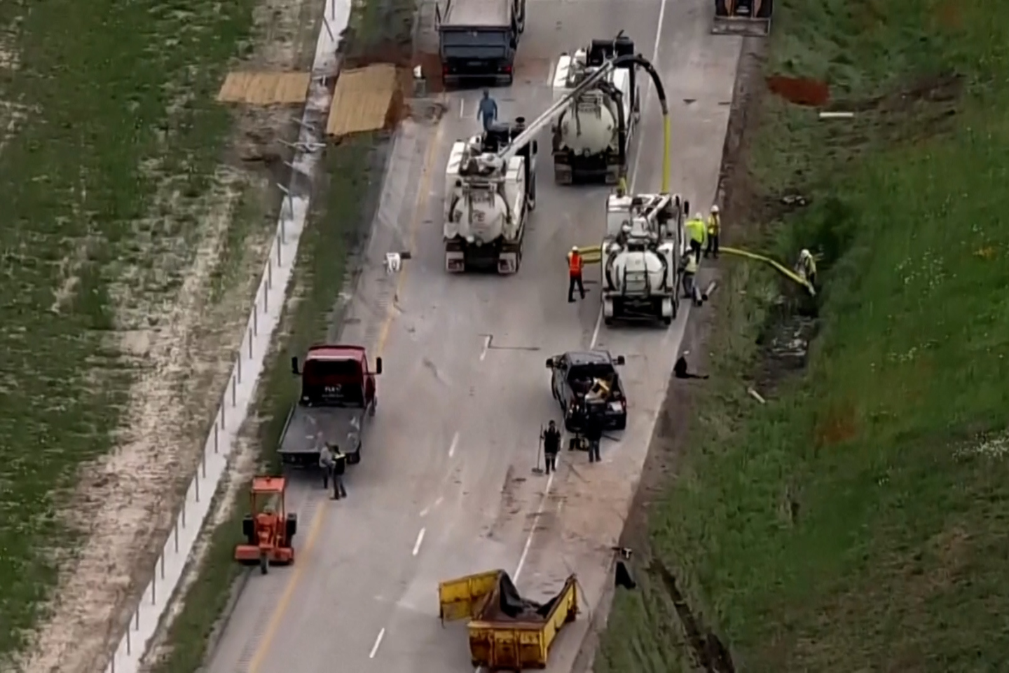 Workers used brooms and vacuums to retrieve $800,000 worth of dimes that spilled onto a Texas highway